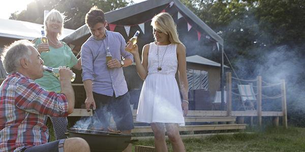 bbq and beers outside glamping campsite