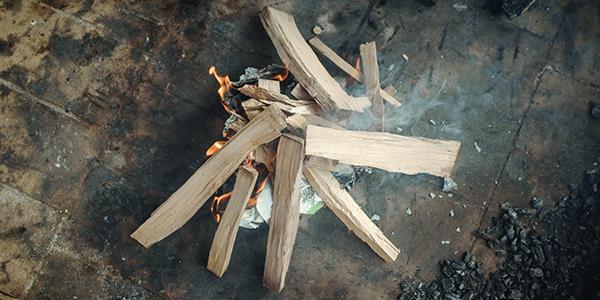 Starting a wood fire