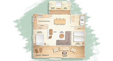 Luxury glamping tent rooms and facilities