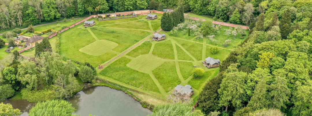 Aerial View of Exton Park glamping in Rutland